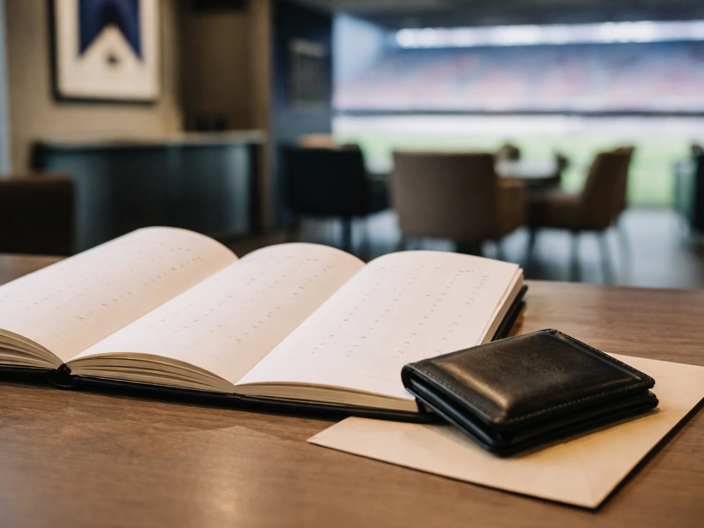 Minimal desk scene with an open notebook and fanned calendar pages suggesting a financial timeline growth.
