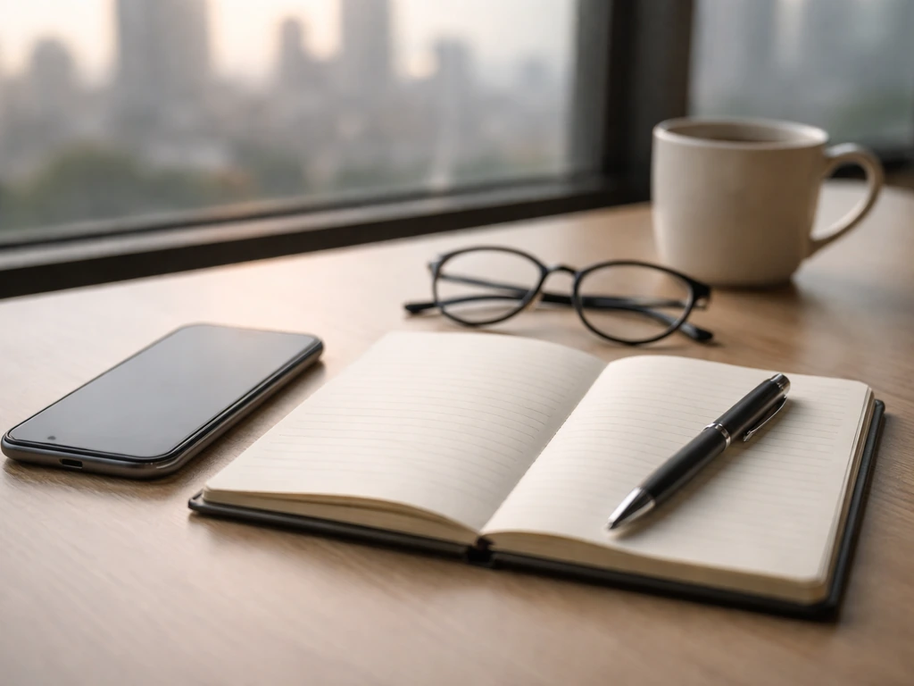 Minimal desk scene with a phone and notebook suggesting checking current contract and transfer details