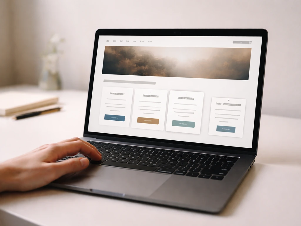 Laptop showing an anonymous coaching page layout, with a pricing card and a booking session panel.