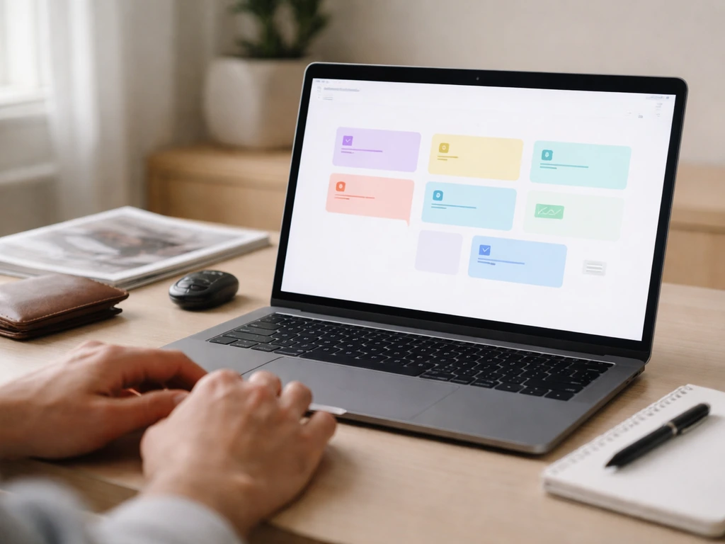 Minimal desk with hands and a laptop showing an abstract dashboard suggesting differing net-worth estimates.
